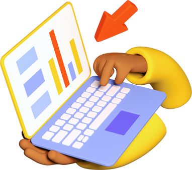 Online datasheet analysis - modern realistic colorful 3d illustration